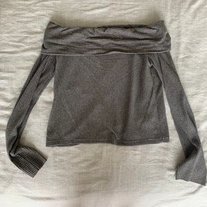 ZARA Grey Off The Shoulder Crop Top Sweater